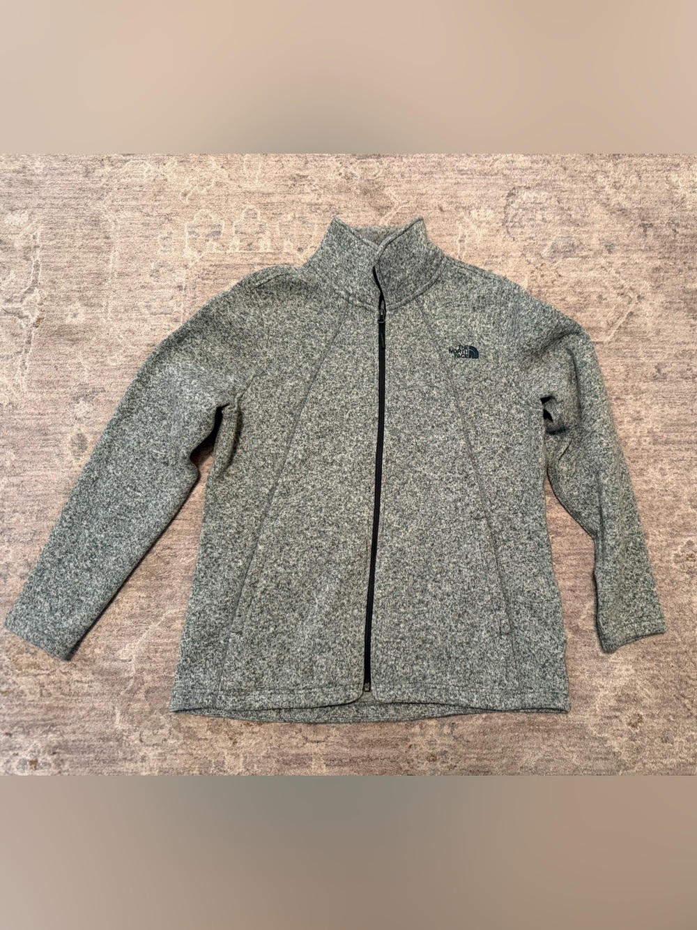 LN The North Face Gray-green Heathered Fleece Jacket-Sweater L Women’s